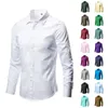 Chemises habillées pour hommes Hommes élastique blanc Slim Fit à manches longues boutonné Chemise d'affaires formelle Hommes Easy Care Chemise sans fer Homme 4XL