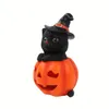 1pc Halloween-pompoenkatlicht op zonne-energie, voor Halloween-feestdecoratie