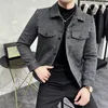 Herrläder faux vinter ulljacka lapel päls krage trench kappa casual affärsull blandar sociala streetwear överrock män kläder 231016