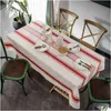 Nappe de table Vintage Lin Coton Rayé Nappe Pour La Décoration De La Maison Anti-poussière À Manger Banquet Runner Mantel Drop Livraison G Dh4Y7