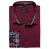 Camicie casual da uomo Camicia elegante firmata Manica lunga Camicetta abbottonata rossa tinta unita Polsini e colletto eleganti a contrasto Abbigliamento da uomo