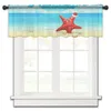 Curtain Christmas Beach Starfish Cap Small Window Tulle Sheer Short Bedroom Living Room Home Decor Voile Drapes