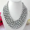 Encantador largo 100 11 mm barroco gris collar de perlas de agua dulce Chains294e