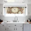 Curtain Clock Gear Steampunk Metal Short Sheer Window Tulle Curtains For Kitchen Bedroom Home Decor Small Voile Drapes