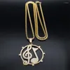 Collane con ciondolo Musica Chiave di violino Nota Collana per donna Uomo Acciaio inossidabile Colore oro Simbolo musicale Catena regalo Gioielli Colar N9747S02