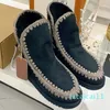 designer boots slippers womens platform winter booties girl classic snow boot ankle short bow mini fur black chestnut shoes with box