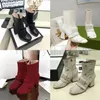 Designer Marmont Damenstiefel, Designer-Plateau-Stiefelette mit Fransen, Quastenstiefel, High Heels, Bienenstiefel, echtes Leder, Winterschuhe mit Box