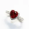 Fedi nuziali Rosso Rubino artificiale a forma di cuore Pietra preziosa Sterling 925 Per le donne Gioielleria raffinata da sposa Accessori Bague di fidanzamento 231016