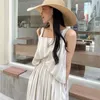 Abiti da lavoro Donna Estate Vintage 2 Set di gonne a due pezzi Abiti da vacanza Canotta oversize e gonne lunghe con orlo largo 2023