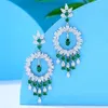 Baumelnde Ohrringe GODKI Trendy Green Big Drop Ohrring für Frauen Hochzeit Zirkonia Dubai Braut Kostüm Schmuck Sommer Party