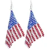 Kadınlar İçin Amerikan Bayrak Küpeleri Vatansever Bağımsızlık Günü 4 Temmuz Damla Dangle Hook Küpeler Moda Takı Q0709272E