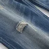 Mäns jeans Nytt mode Beckham Hole Ripped Hip Hop Men Slim Jeans Trousers Button Fly Washed Vintage Pencil Denim Pants Pantalones Hombre YQ231016