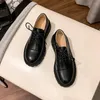 Geklede Schoenen Luxe Vrouw Schoen 2023 Lente Herfst Mode Casual Veterschoenen Britse Stijl Kleine Lederen Dikke Hak Dames Loafers