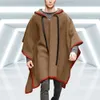 Men's Wool Blends Vintage Poncho Men Oversized Hooded Irregular Trench Punk Male Outerwear Fashion Coats Cloak Hood Solid Color Cape Female 231016