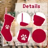 17 Inch Pet Dog Cat Paw Knitted Christmas Stocking Fireplace Hanging Xmas Stockings Farmhouse Decor For Christmas Tree Ornament Party Holiday Decoration