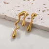 Charm Creative Metal Irregular Water Drop Earrings for Women Gold Plated Stainless Steel Glossy Asymmetric Earring Trendy Jewelry 231016
