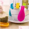 Andra drycker 5 färger Sile Gel Rabbit Shape Tea Bag Infuser Holder Candy Color Mug Gift Sil Stand Drop Delivery Home Garden Kitch Dhram