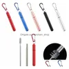 Dricker sugrör Återanvändbart rostfritt stål STS Teleskop St med aluminium Keychain Cleaning Borstes Inventory grossist Drop Delivery DH09R