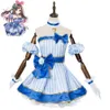 Cosplay Youtuber Vtuber Kizuna Ai Cosplay Costume Wig Anime Adult Pink Blue Dress Sexy Woman Outfit Hallowen Carnival Party Suit