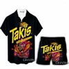 Herrspårar Takis 3D Print Casual Hawaii Shirts Shorts Beach Suit Kläder Kvinnor/ uppsättningar L1