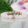 Mg1072 rosa quartzo woodbead jóias novo design cura cristais pulseira para amor coroa coração chakra pulso mala pulseira 249h