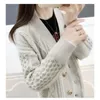 Pulls pour hommes Net rouge tricoté Cardigan pull pour femme printemps et automne manteau court 2023 hiver haut à col en V assorti