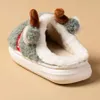 Slippers Thick Sole Christmas Deer Slippers Women Men Indoor Warm Slipper Soft Plush Home Floor Lovers Winter Platform Shoes 231013