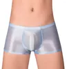 Sous-vêtements brillants à l'huile sexy U boxer convexe ultra mince à travers les sous-vêtements extensibles confortables pour hommes gay slips lingerie