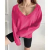 Fantigo Y2K Odzież Kobiety Bluza Bluza V Bluzka V Długie rękawy jesienne Tops Fashion Solid Colour Dams Knitted Pullovers S L 230915