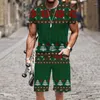 Männer Trainingsanzüge T-shirt Set Weihnachten Muster Straße Hip-hop 3D Gedruckt O Neck Lustige 2023 Luxus Casual Outfit Kurzarm harajuku