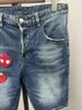 Jeans para hombres 2023 Primavera / Verano Moda Lavado y desgastado Agujero Parche Impreso Slim Fit Micro Pantalones cortos elásticos