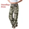 Women's Pants 2023 Fashion Women Casual Loose Stretch Printing Long Wide Leg Yoga Drawstring Lounge Pajama