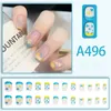 False Nails 24st Blue Style Artificial Acrylic Nail Tips Press On Short Fake Lim For Women Girls With Jelly