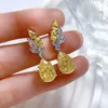 Kolczyki Dangle Cenne Topaz Diamond Farring Real 925 Strerel srebrny spadek ślubny dla kobiet Obiecaj biżuterię zaręczynową