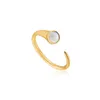 Cluster Ringen Goud Parelmoer Embleem Zegelring Voor Vrouwen Verstelbare Open Shell Band Sieraden Luxe Kwaliteit Mode Accessor265V