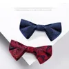 Bow Ties 2022 Designer Brand Retro Bowtie For Men Italian Style Groom Wedding Party Butterfly Tie Polyester Silk Two Lay Gift Bo2472