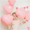 Parti Dekorasyonu 100pcs 22G Pembe Beyaz Kırmızı Kalp Şeklinde Lateks Balonlar Doğum Günü Düğün Süslemeleri Sevgililer039S Gün Hediyeleri Sup Dhswh