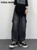 Mens Jeans Autumn Harajuku Fashion retro High Street hiphop Pants Straight Wide Leg Women Casual Loose Big Pockets Cargo 231016