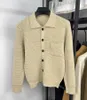 Cardigan tricoté gaufré pour hommes, mélange haut de gamme, mode automne-hiver 2023, col Polo, pull coréen, manteau solide décontracté, 231016