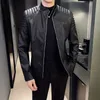 Mężczyzn Setek Faux Men Autumn Fashion Motorcycle 2023 Slim Streetwear Baseball Outdoor PU Kurtka Bomberbomber Casual Blazers Płaszcz 231016