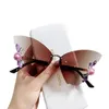 Óculos de sol sem aro borboleta forma moda irregular streetwear tons po prop fontes de festa