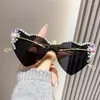 Sunglasses Oversized Fashion Rimless Heart Shaped Women Luxury Design Bling Diamond Sun Glasses Uv400 Praty Eyewear For Female