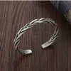 Bracciale rigido in argento sterling 925 per uomo, polsino aperto fatto a mano, gioielli di moda tailandesi, regalo264k