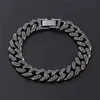 Chaîne 13mm Hip Hop Miami Curb Bracelets Cubains Noir Glacé Strass Bracelet Mâle CZ Bling DJ Rappeur Hommes Bijoux En Gros 231016