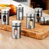 Storage Bottles Salt Shaker Jars Pepper Sugar Container Condiment Stainless Steel Seasoning Can Spice Box