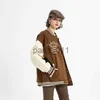 Herrenjacken Herrenjacke mit Rosenstickerei, High Street Trend Patchwork-Paarjacke, modische Hip-Hop-Straßenkleidung, lockere Herren-Baseballjacke x1016