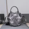 Top Luxury Designer Le Cagole Borsa a tracolla per moto Borsa tote da donna Borsa moda donna Reteo in pelle Tracolla rimovibile nero grigio Argento