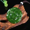 Pendentif en Jade vert naturel, fleur sculptée à la main chinoise, breloque collier, bijoux en jadéite, amulette à la mode, cadeaux