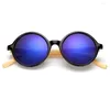 Solglasögon Berwer Wood Bamboo Women Fashion Mirror Brand Designer Glasses