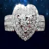 2020 novas mulheres anéis de casamento moda prata rosa coração pedra preciosa anéis de noivado jóias simulado anel de diamante para wedding320b